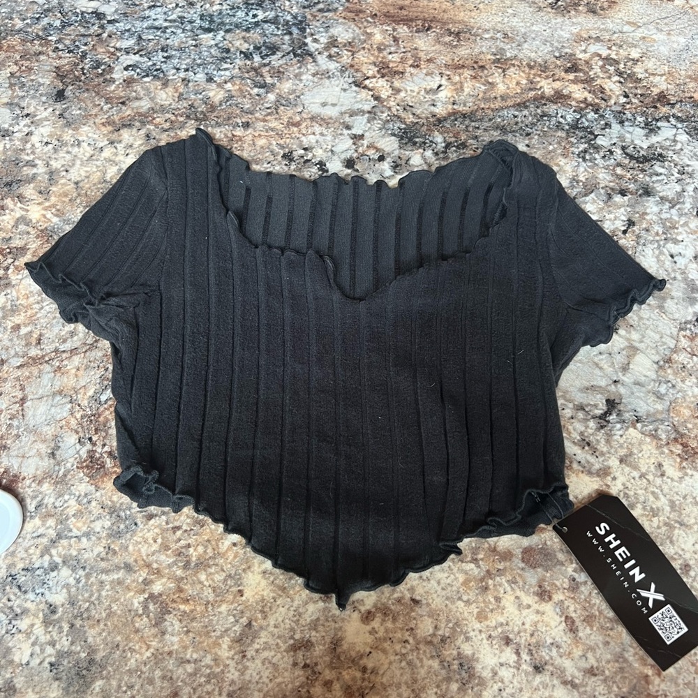 Black low cut crop top